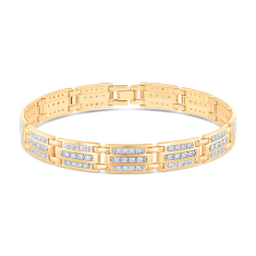 Men's 2ctw Lab Grown Diamond 10k Yellow Gold Link Bracelet 1