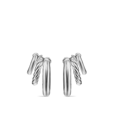 David Yurman DY Mercer Three Row Hoop Earrings in Sterling Silver, 21mm 1
