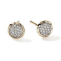 John Hardy Essential 1/5ctw Diamond Pavé 7mm Yellow Gold Stud Earrings 1