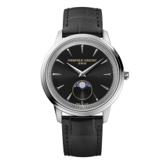 Frederique Constant Classics Moneta Moonphase Black Dial Black Leather Strap Watch 37mm - FC-206B3S6  1