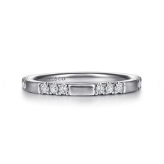 Gabriel & Co. 1/5ctw Round Diamond 14k White Gold Wedding Band 1