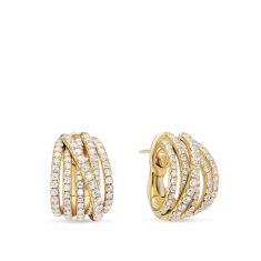 David Yurman Pave Crossover Shrimp Earrings in 18K Yellow Gold with Diamonds, 19.6mm 1