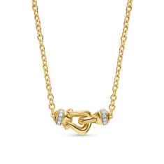 David Yurman Petite Buckle Necklace in 18K Yellow Gold with Diamonds, 16.2mm 1