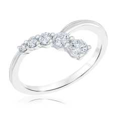 3/8ctw Lab Grown Diamond Journey 14k White Gold Ring 1