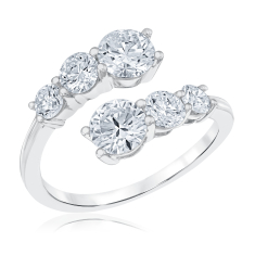 2ctw Lab Grown Diamond 14k White Gold Open Bypass Ring 1