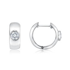 1/2ctw Lab Grown Diamond 14k White Gold Huggie Hoop Earrings 1