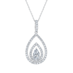 1ctw Pear Lab Grown Diamond Frame 14k White Gold Pendant Necklace 1