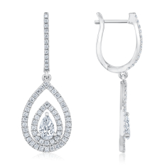 1 1/2ctw Pear Lab Grown Diamond Frame 14k White Gold Drop Earrings 1