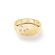 Roberto Coin Designer Gold 1/10ctw Diamond 18k Yellow Gold Large Signet Ring - Size 6.5 1