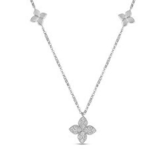 Roberto Coin 1/6ctw Diamond Love By The Inch Polished Flower Station 18k White Gold Necklace 1