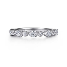 Gabriel & Co. 3/4ctw Pear and Round Diamond 14k White Gold Wedding Band 1
