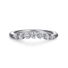 Gabriel & Co. 1/3ctw Round Diamond 14k White Gold Curved Wedding Band 1