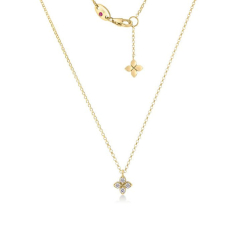 Roberto Coin Love by the Inch 1/10ctw Small Flower 18k Yellow Gold Pendant Necklace