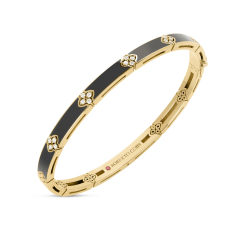 Roberto Coin Love in Verona 1/8ctw Diamond 18k Yellow Gold Black Enamel Bangle Bracelet 1