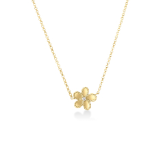 Roberto Coin Jasmine Diamond Accent Polished Flower 18k Yellow Gold Pendant Necklace 1