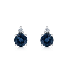 Blue Sapphire and Diamond Accent 10k White Gold Stud Earrings 1