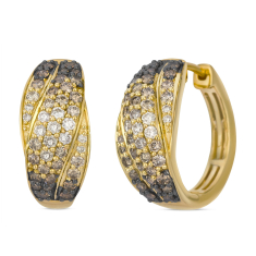 Le Vian® 1 1/4ctw Chocolate Diamonds® and Nude Diamonds™ 14k Honey Gold® Hoop Earrings 1