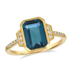 Le Vian® Deep Sea Blue Topaz™ 1/6ctw Nude Diamonds™ 14k Honey Gold® Ring 1