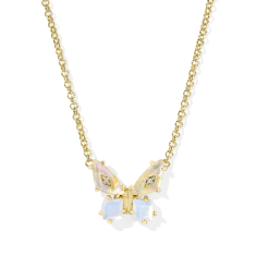 Kendra Scott Bianca Butterfly Short Pendant Necklace in Iridescent White Mix 1