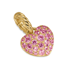 David Yurman Petite Pave Heart Amulet in 18K Yellow Gold with Pink Sapphires, 7.4mm 1
