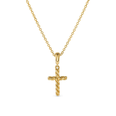 David Yurman Cable Cross Pendant Necklace in 18K Yellow Gold, 17.5mm 1