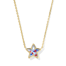 Kendra Scott Cassidy Short Pendant Necklace in Red White Blue Star Illusion, Gold-Plated 1
