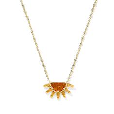 Kendra Scott Samantha Sun Short Pendant Necklace in Orange Glass 1