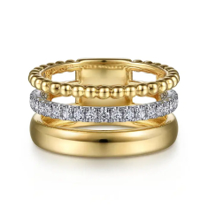 Gabriel & Co. 14k Yellow and White Gold 1/3ctw Diamond Bujukan Easy Stackable Ring 1