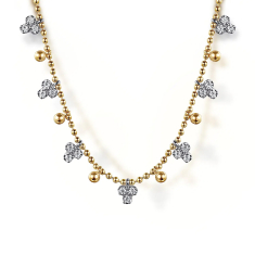 Gabriel & Co. 14k Yellow and White Gold Bujukan Beads and 1/2ctw Diamond Droplet Necklace 1