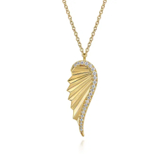 Gabriel & Co. 14k Yellow Gold 1/6ctw Diamond Wing Shape Pendant Necklace 1