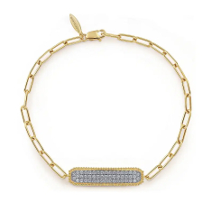 Gabriel & Co. 14k Yellow Gold 5/8ctw Diamond Pave Wide Bar Chain Bracelet 1