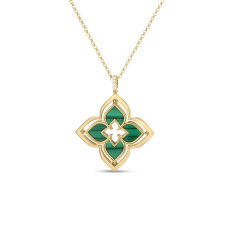 Roberto Coin Venetian Princess Pirouette 1/8ctw Diamond and Malachite 18k Yellow Gold Pendant Necklace 1