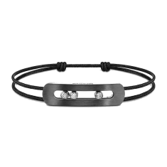 Messika Move 3/8ctw Diamond Men'sTitanium Graphite XL Cord Bracelet 1