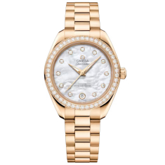OMEGA Seamaster Aqua Terra Mother of Pearl Diamond Dial Moonshine™ Gold Watch 30mm - 22055302055001 1