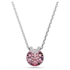 Swarovski Bella V Round Pink Crystal Pendant Necklace, Rhodium-Plated 1