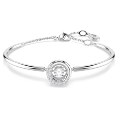 Swarovski Dextera Round White Zirconia and Crystal Bangle Bracelet, Rhodium-Plated 1