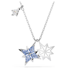 Swarovski Symbolica Blue Zirconia and White Crystal Star Pendant Necklace, Rhodium-Plated 1