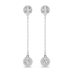 Swarovski Una Angelic Round White Crystal Drop Earrings, Rhodium-Plated 1