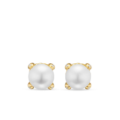 David Yurman Pearl Classics Stud Earrings in 18K Yellow Gold and Diamonds, 6.6mm 1