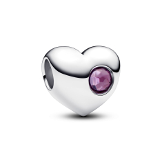 Pandora Engravable Purple Stone Heart Charm 1