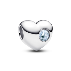 Pandora Engravable Sea Aqua Blue Stone Heart Charm 1