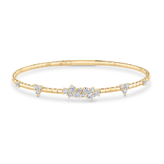 REEDS Flexible 1ctw Diamond Cluster 14k Yellow Gold Bangle Bracelet 1