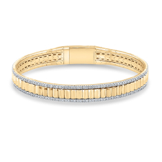 REEDS Flexible 1ctw Diamond 14k Yellow Gold Bangle Bracelet 1