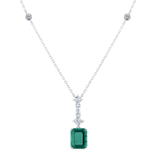 Downton Abbey Lady Mary - Created Emerald and Created White Sapphire Sterling Silver Pendant Necklace 1