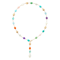 Marco Bicego Siviglia Color 18k Yellow Gold Mixed Stone Lariat Necklace with 1/12ctw Diamond Clasp  1