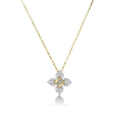 Roberto Coin Love in Verona 1/4ctw Diamond 18k Yellow Gold Small Flower Pendant Necklace 1