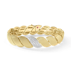 Roberto Coin San Marco Textured Diamond 18k Two-Tone Gold Bangle Bracelet 1