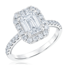 2 5/8ctw Emerald Lab Grown Diamond Halo 14k White Gold Engagement Ring 1