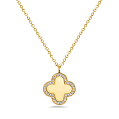 Bassali 1/10ctw Diamond Clover 14k Yellow Gold Pendant Necklace 1