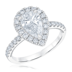 2ctw Pear Lab Grown Diamond Halo 14k White Gold Engagement Ring 1